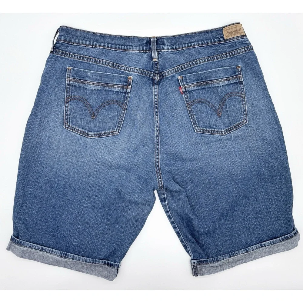 Levi's 515 Cuffed Bermuda Jean Shorts Women's Size 16 Blue Casual Stretch